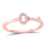 10kt Rose Gold Womens Round Diamond Key Stackable Band Ring 1/8 Cttw