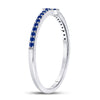 10kt White Gold Womens Round Blue Sapphire Cross Stackable Band Ring 1/6 Cttw