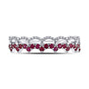 10kt White Gold Womens Round Ruby Scalloped Stackable Band Ring 1/4 Cttw