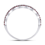 10kt White Gold Womens Round Ruby Scalloped Stackable Band Ring 1/4 Cttw