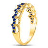 10kt Yellow Gold Womens Round Blue Sapphire Scalloped Stackable Band Ring 1/4 Cttw