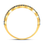 10kt Yellow Gold Womens Round Blue Sapphire Scalloped Stackable Band Ring 1/4 Cttw