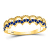 10kt Yellow Gold Womens Round Blue Sapphire Scalloped Stackable Band Ring 1/4 Cttw