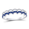 10kt White Gold Womens Round Blue Sapphire Scalloped Stackable Band Ring 1/4 Cttw