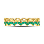 10kt Yellow Gold Womens Round Emerald Scalloped Stackable Band Ring 1/4 Cttw