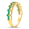 10kt Yellow Gold Womens Round Emerald Scalloped Stackable Band Ring 1/4 Cttw