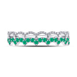 10kt White Gold Womens Round Emerald Scalloped Stackable Band Ring 1/4 Cttw