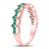 10kt Rose Gold Womens Round Emerald Scalloped Stackable Band Ring 1/4 Cttw