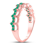 10kt Rose Gold Womens Round Emerald Scalloped Stackable Band Ring 1/4 Cttw