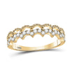 10kt Yellow Gold Womens Round Diamond Scalloped Stackable Band Ring 1/4 Cttw