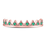 10kt Rose Gold Womens Round Emerald Chevron Stackable Band Ring 1/10 Cttw