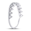 10kt White Gold Womens Round Diamond Chevron Stackable Band Ring 1/10 Cttw