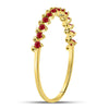 10kt Yellow Gold Womens Round Ruby Single Row Stackable Ring 1/8 Cttw