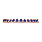 10kt Rose Gold Womens Round Blue Sapphire Single Row Stackable Band Ring 1/8 Cttw