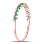 10kt Rose Gold Womens Round Emerald Stackable Band Ring 1/8 Cttw