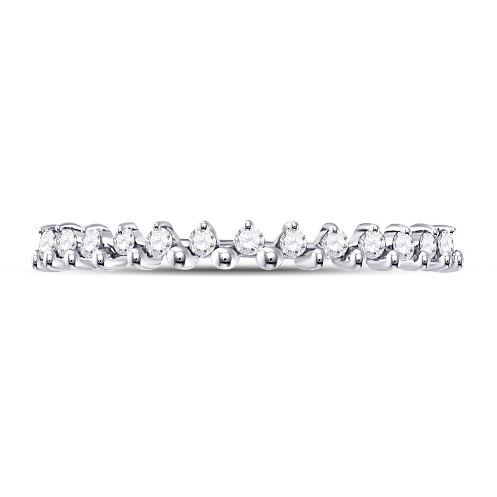 10kt White Gold Womens Round Diamond Stackable Band Ring 1/8 Cttw