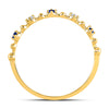 10kt Yellow Gold Womens Round Blue Sapphire Diamond Beaded Stackable Band Ring 1/20 Cttw