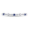 10kt White Gold Womens Round Blue Sapphire Diamond Beaded Stackable Band Ring 1/20 Cttw