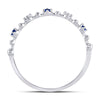 10kt White Gold Womens Round Blue Sapphire Diamond Beaded Stackable Band Ring 1/20 Cttw