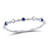 10kt White Gold Womens Round Blue Sapphire Diamond Beaded Stackable Band Ring 1/20 Cttw