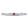 10kt White Gold Womens Round Ruby Solitaire Stackable Band Ring .01 Cttw