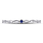 10kt White Gold Womens Round Blue Sapphire Milgrain Stackable Band Ring .01 Cttw