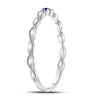 10kt White Gold Womens Round Blue Sapphire Milgrain Stackable Band Ring .01 Cttw