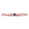 10kt Rose Gold Womens Round Blue Sapphire Milgrain Stackable Band Ring .01 Cttw