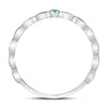 10kt White Gold Womens Round Emerald Solitaire Milgrain Stackable Band Ring .01 Cttw