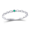 10kt White Gold Womens Round Emerald Solitaire Milgrain Stackable Band Ring .01 Cttw