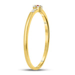 10kt Yellow Gold Womens Round Ruby Diamond Stackable Band Ring 1/20 Cttw