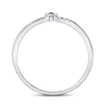 10kt White Gold Womens Round Ruby Diamond Stackable Band Ring 1/20 Cttw