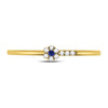 10kt Yellow Gold Womens Round Blue Sapphire Diamond Stackable Band Ring 1/12 Cttw