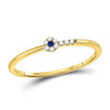 10kt Yellow Gold Womens Round Blue Sapphire Diamond Stackable Band Ring 1/12 Cttw