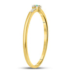 10kt Yellow Gold Womens Round Emerald Diamond Stackable Band Ring 1/20 Cttw