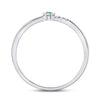 10kt White Gold Womens Round Emerald Diamond Stackable Band Ring 1/20 Cttw