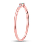 10kt Rose Gold Womens Round Emerald Diamond Slender Stackable Band Ring 1/20 Cttw