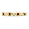 10kt Yellow Gold Womens Princess Ruby Square Dot Stackable Band Ring 1/8 Cttw