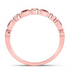 10kt Rose Gold Womens Princess Ruby Diamond Square Dot Milgrain Stackable Band Ring 1/8 Cttw