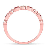 10kt Rose Gold Womens Princess Ruby Diamond Square Dot Milgrain Stackable Band Ring 1/8 Cttw