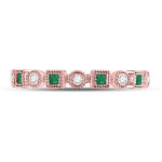 10kt Rose Gold Womens Princess Emerald Diamond Square Dot Stackable Band Ring 1/8 Cttw