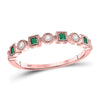 10kt Rose Gold Womens Princess Emerald Diamond Square Dot Stackable Band Ring 1/8 Cttw