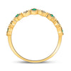 10kt Yellow Gold Womens Round Emerald Diamond Square Stackable Band Ring 1/5 Cttw