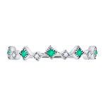 10kt White Gold Womens Round Emerald Diamond Square Stackable Band Ring 1/5 Cttw