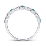 10kt White Gold Womens Round Emerald Diamond Square Stackable Band Ring 1/5 Cttw