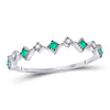 10kt White Gold Womens Round Emerald Diamond Square Stackable Band Ring 1/5 Cttw