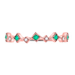 10kt Rose Gold Womens Round Emerald Diamond Square Stackable Band Ring 1/5 Cttw