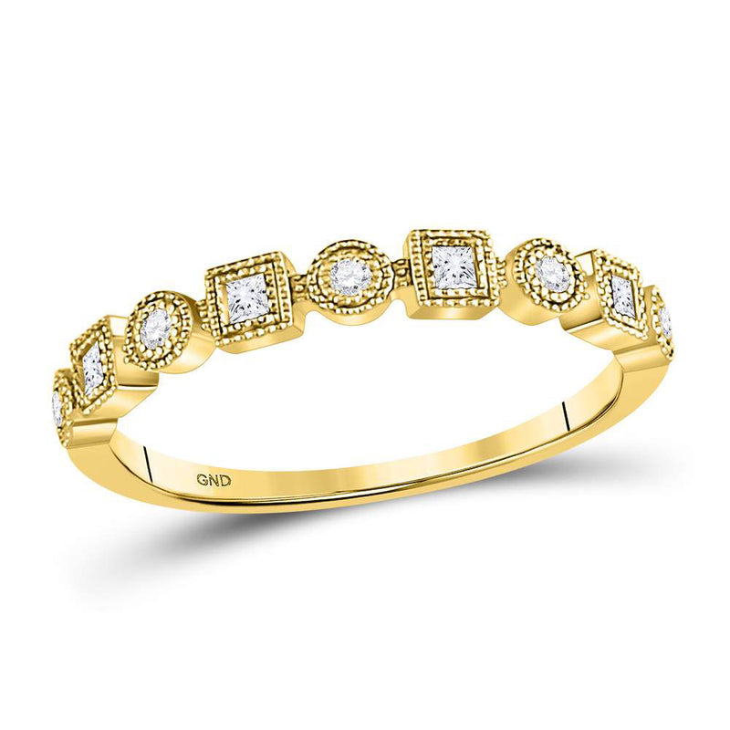 10kt Yellow Gold Womens Round Diamond Square Dot Stackable Band Ring 1/6 Cttw