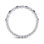 10kt White Gold Womens Round Blue Sapphire Diamond Beaded Dot Stackable Band Ring 1/6 Cttw