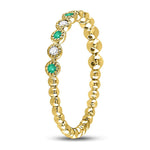 10kt Yellow Gold Womens Round Emerald Diamond Dot Stackable Band Ring 1/6 Cttw